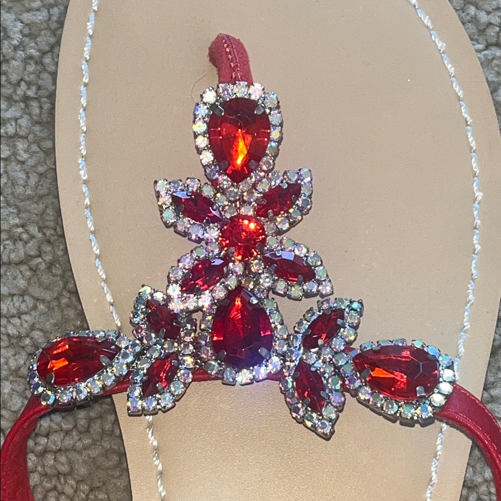 Red & White Rhinestone Sandals - Women’s 11 - Picture 5 of 5